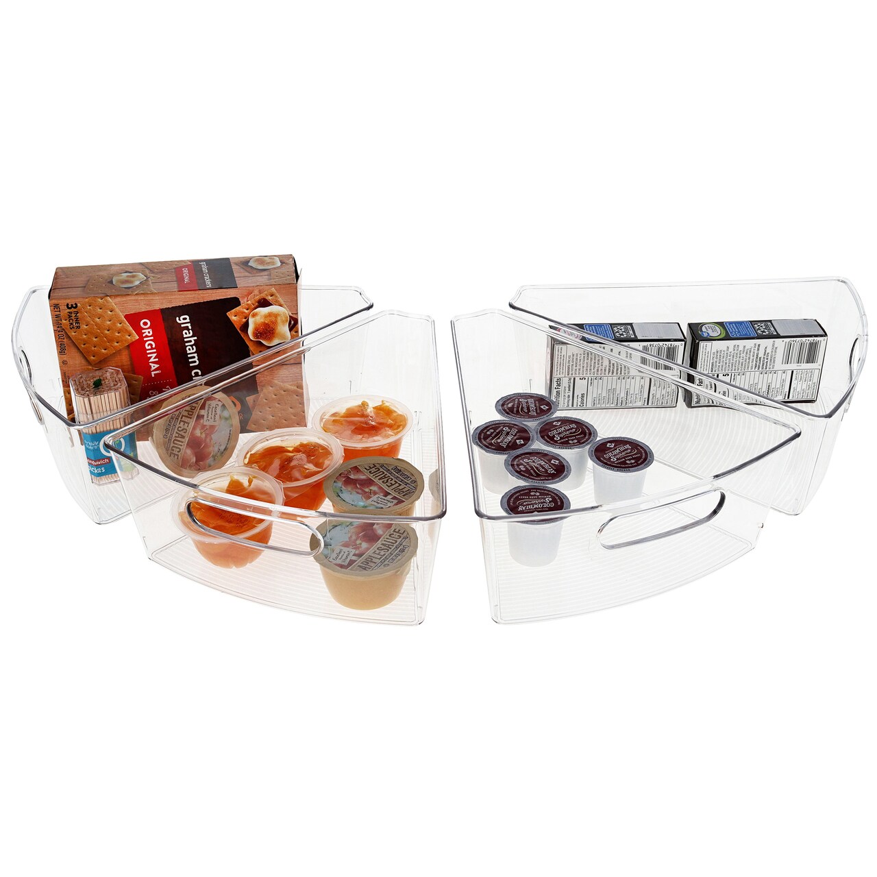 7Penn Clear Plastic Lazy Susan Organizer for Corner Cabinet - 4 Wedge Bins